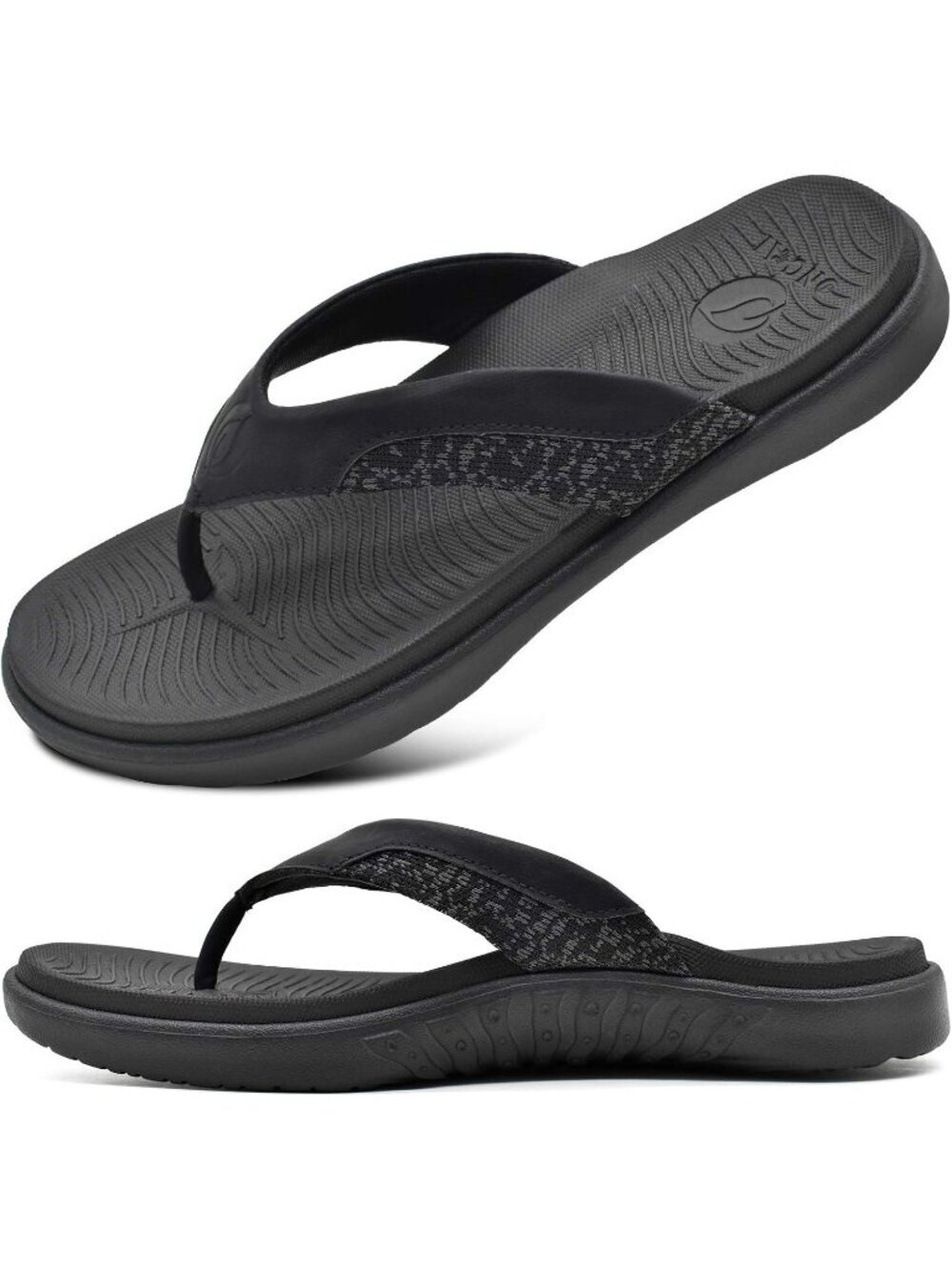 Men's Black Flip Flop Open Toe Athletic Orthotic Fasciitis Sport Sandal Shoes